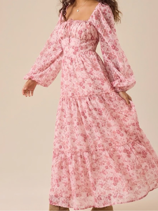 Altar'd State Dresses & Skirts - Altar’d State Women's Pink Floral Maxi Dress with Long Sleeves